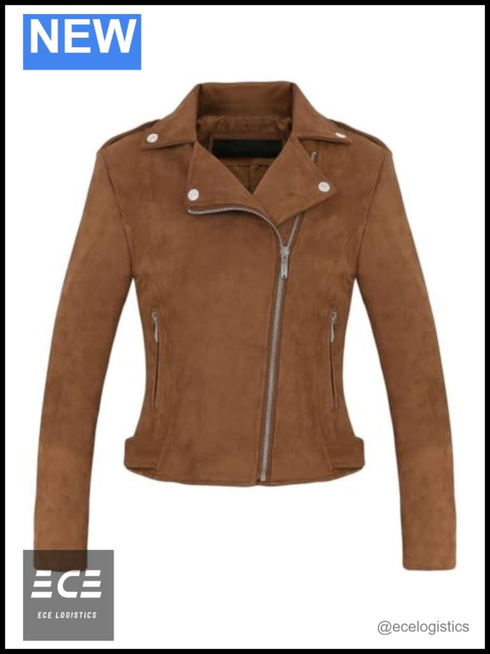 Faux Suede Leather Moto Biker Jacket